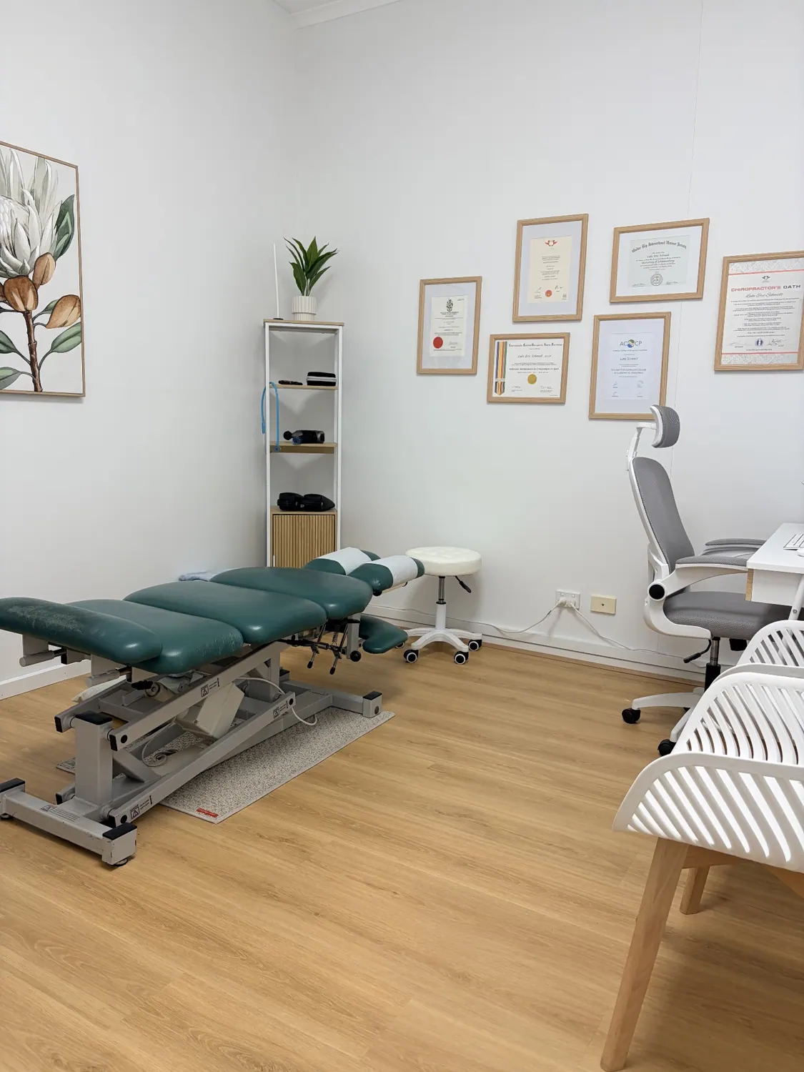 Private chiropractic treatment room in Daw Park